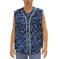Blue Leopard Print Sleeveless Baseball Jersey
