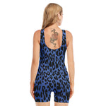 Blue Leopard Print Sleeveless One Piece Swimsuit