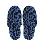 Blue Leopard Print Slippers