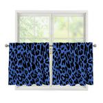 Blue Leopard Print Tier Curtains