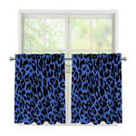 Blue Leopard Print Tier Curtains
