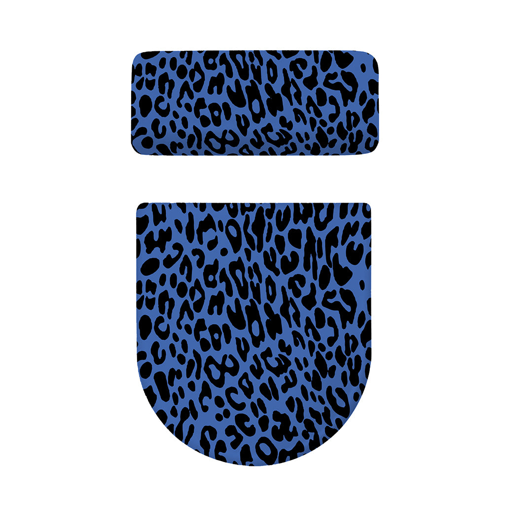 Blue Leopard Print Toilet Lid And Tank Cover Set