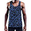 Blue Leopard Print Men's Workout Tank Top