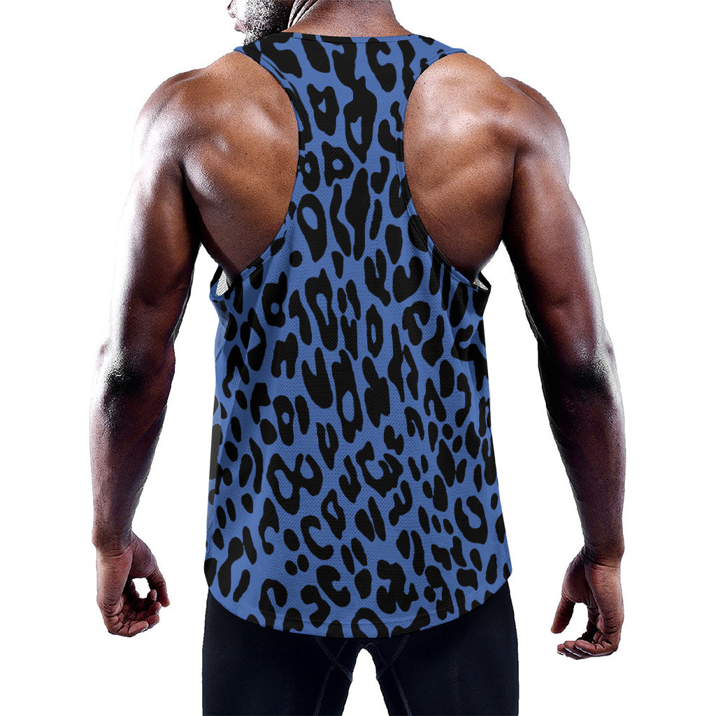 Blue Leopard Print Training Tank Top