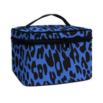 Blue Leopard Print Travel Makeup Bag