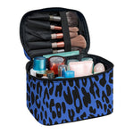 Blue Leopard Print Travel Makeup Bag
