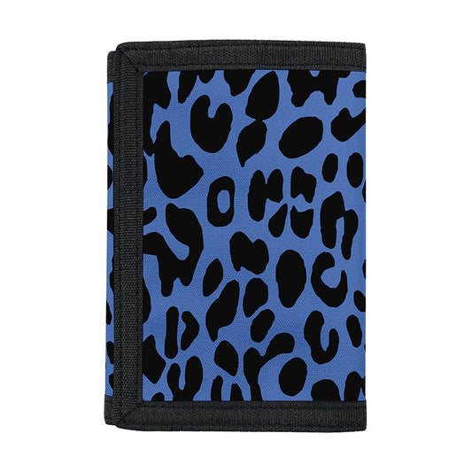 Blue Leopard Print Trifold Wallet