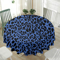 Blue Leopard Print Waterproof Round Tablecloth