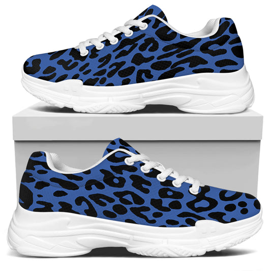 Blue Leopard Print White Chunky Shoes