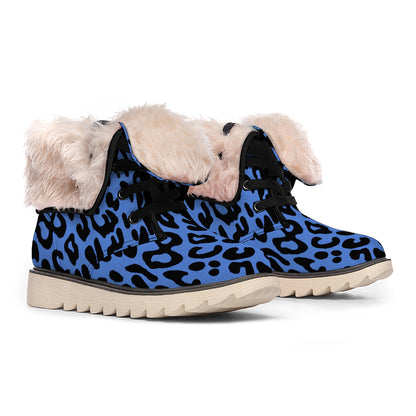 Blue Leopard Print Winter Boots