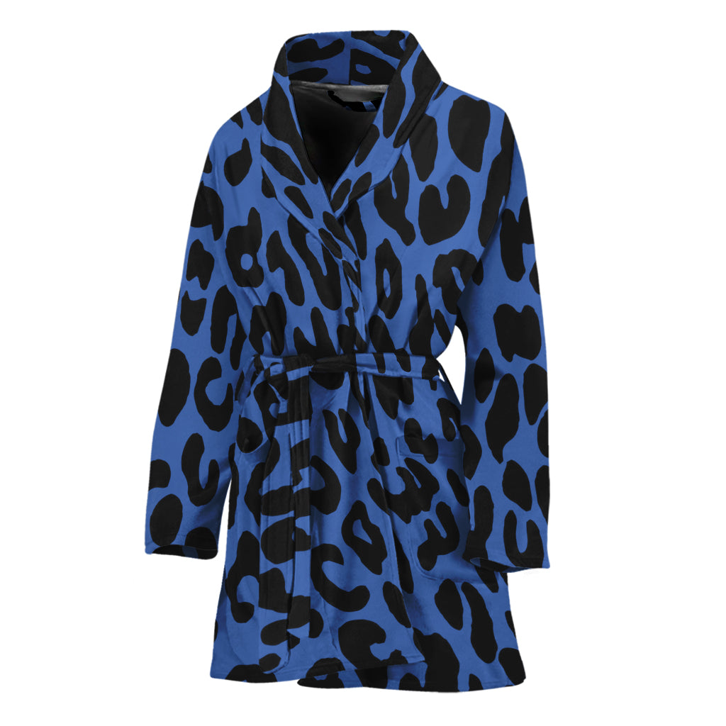 Blue Leopard Print Women's Bathrobe