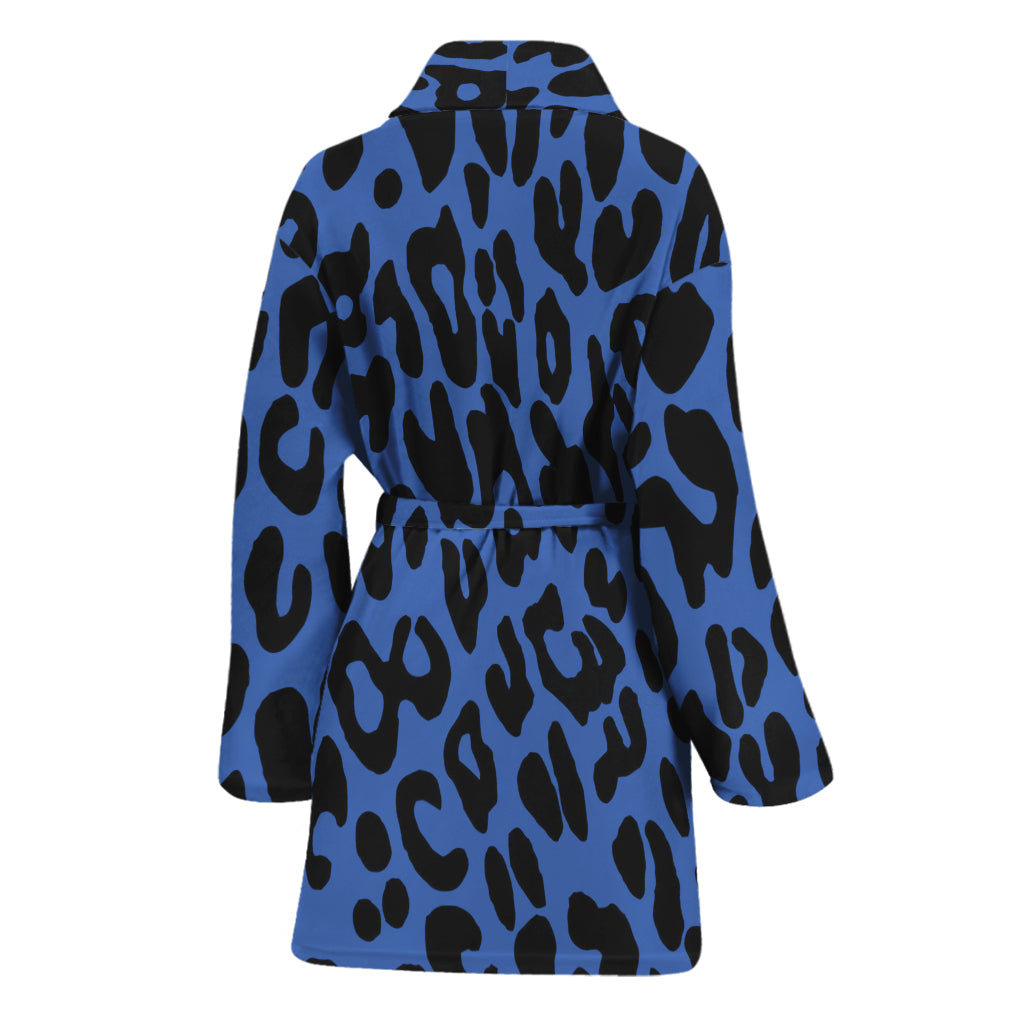 Blue Leopard Print Women's Bathrobe