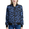 Blue Leopard Print Women's Bomber Jacket