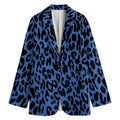 Blue Leopard Print Women's Cotton Blazer
