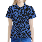 Blue Leopard Print Women's Polo Shirt