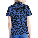 Blue Leopard Print Women's Polo Shirt
