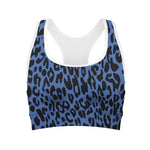 Blue Leopard Print Women's Sports Bra