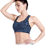 Blue Leopard Print Women's Sports Bra