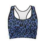 Blue Leopard Print Women's Sports Bra