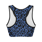 Blue Leopard Print Women's Sports Bra