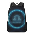 Blue Libra Zodiac Sign Print 17 Inch Backpack
