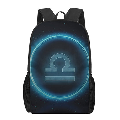 Blue Libra Zodiac Sign Print 17 Inch Backpack