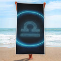 Blue Libra Zodiac Sign Print Beach Towel