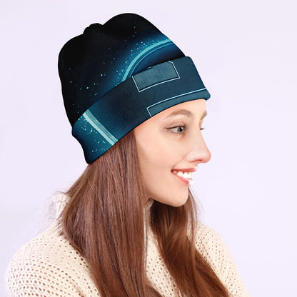 Blue Libra Zodiac Sign Print Beanie