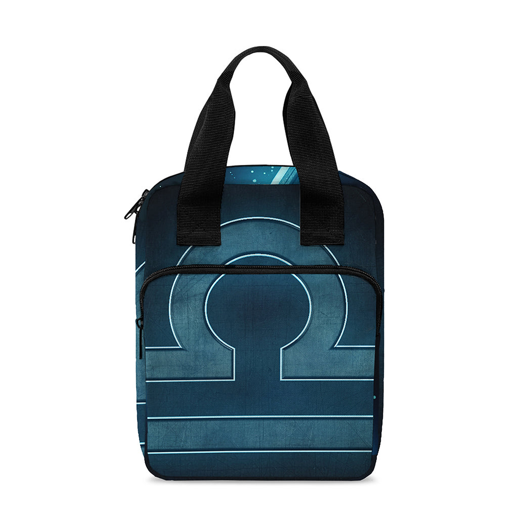 Blue Libra Zodiac Sign Print Bible Tote Bag