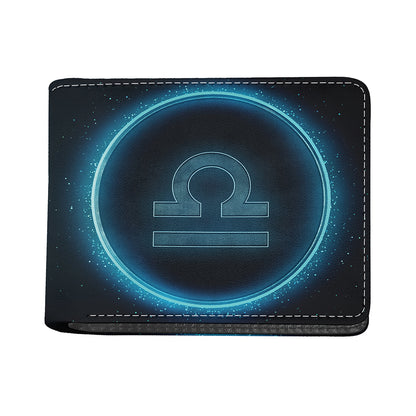 Blue Libra Zodiac Sign Print Bifold Wallet