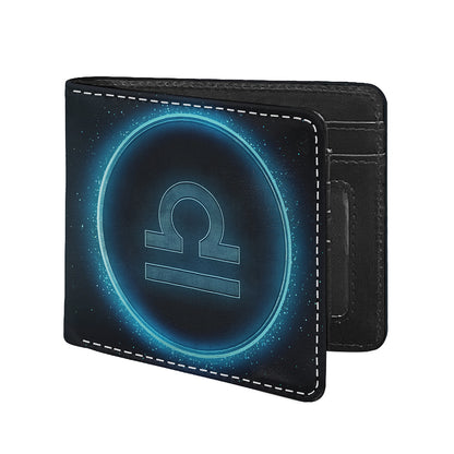 Blue Libra Zodiac Sign Print Bifold Wallet