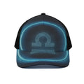 Blue Libra Zodiac Sign Print Black Mesh Trucker Hat