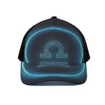 Blue Libra Zodiac Sign Print Black Mesh Trucker Cap