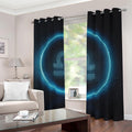 Blue Libra Zodiac Sign Print Dimout Grommet Curtains