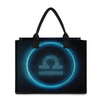 Blue Libra Zodiac Sign Print Canvas Tote Bag