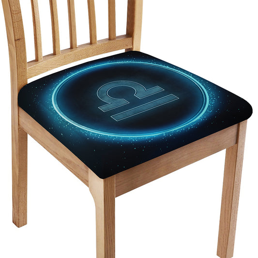 Blue Libra Zodiac Sign Print Chair Cushion Cover