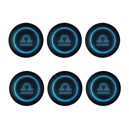 Blue Libra Zodiac Sign Print Coaster Set
