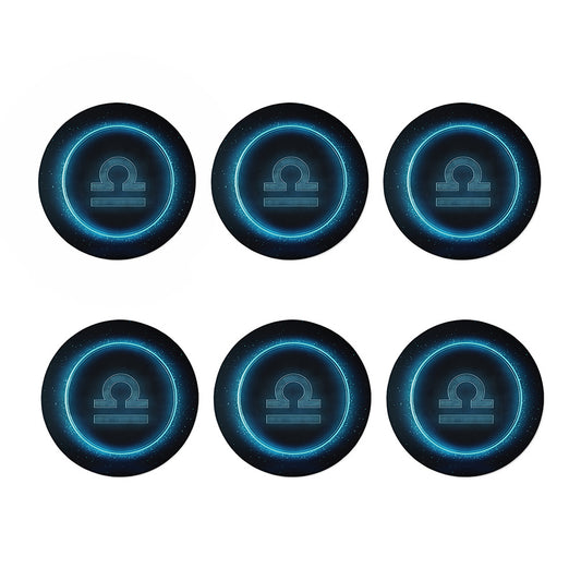 Blue Libra Zodiac Sign Print Coaster Set