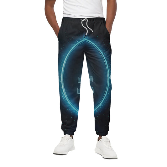 Blue Libra Zodiac Sign Print Cotton Pants