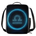 Blue Libra Zodiac Sign Print Crossbody Lunch Bag