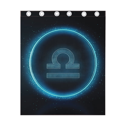 Blue Libra Zodiac Sign Print Curtain