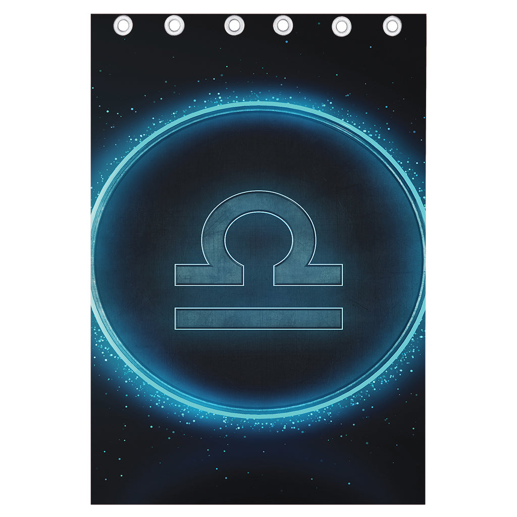 Blue Libra Zodiac Sign Print Curtain
