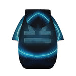 Blue Libra Zodiac Sign Print Dog Zip Up Hoodie