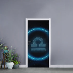 Blue Libra Zodiac Sign Print Door Sticker