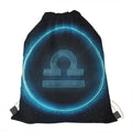 Blue Libra Zodiac Sign Print Drawstring Bag