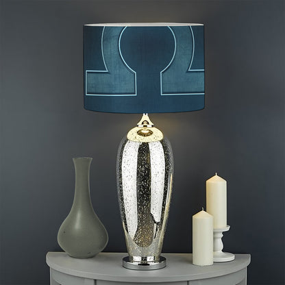 Blue Libra Zodiac Sign Print Drum Lamp Shade
