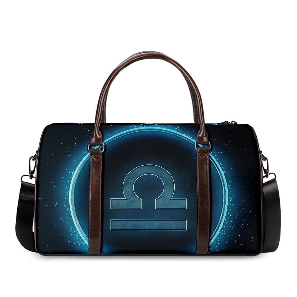 Blue Libra Zodiac Sign Print Duffle Bag