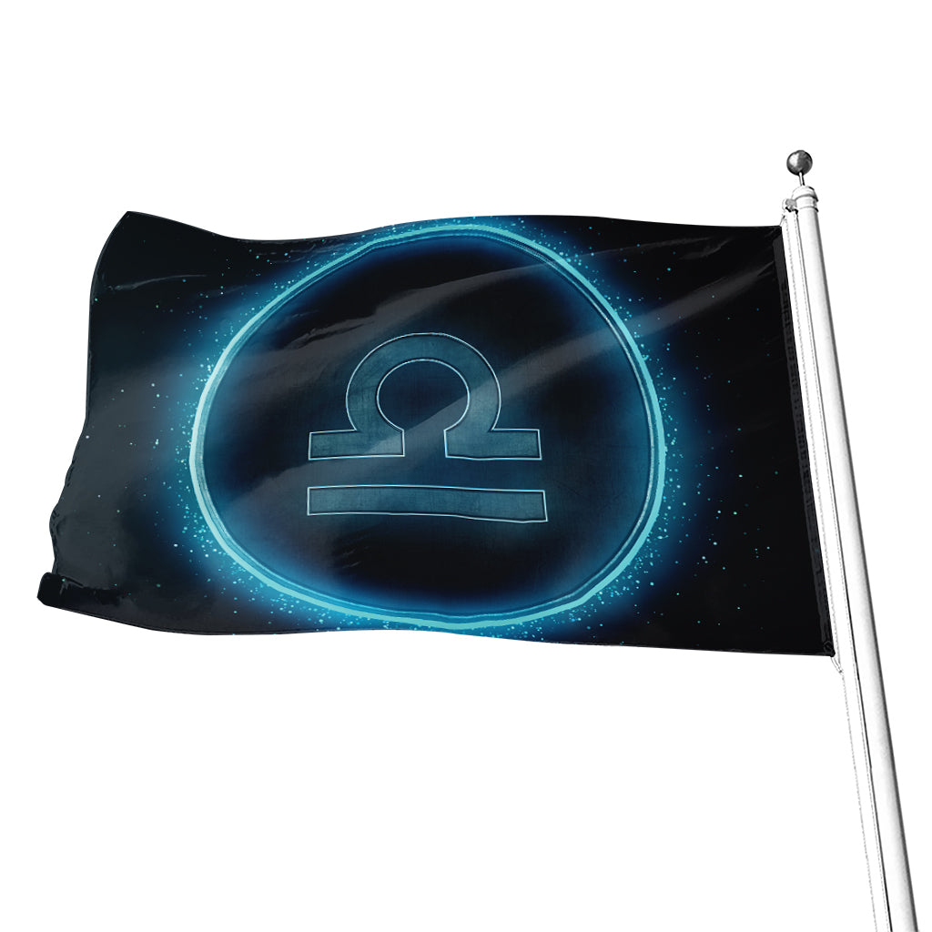 Blue Libra Zodiac Sign Print Flag