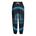 Blue Libra Zodiac Sign Print Fleece Lined Knit Pants