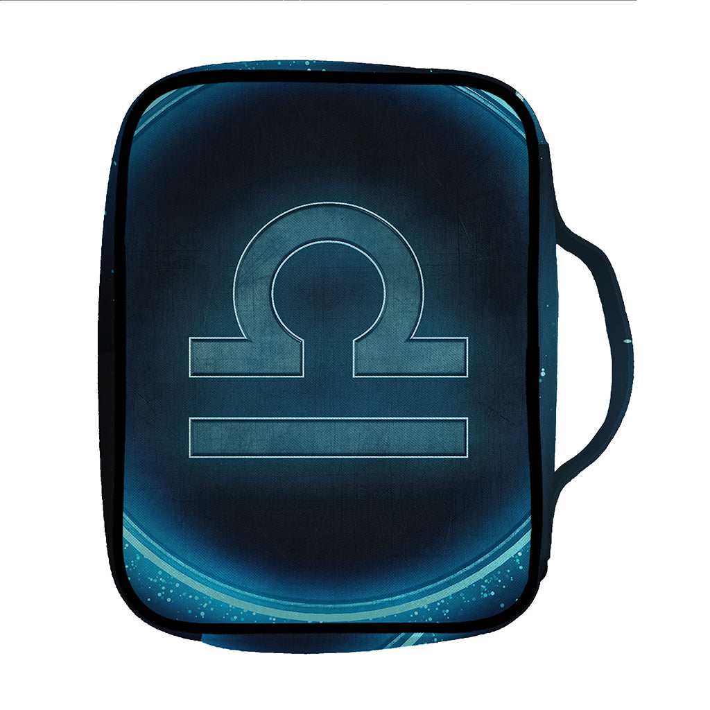 Blue Libra Zodiac Sign Print Front Pocket Bible Bag